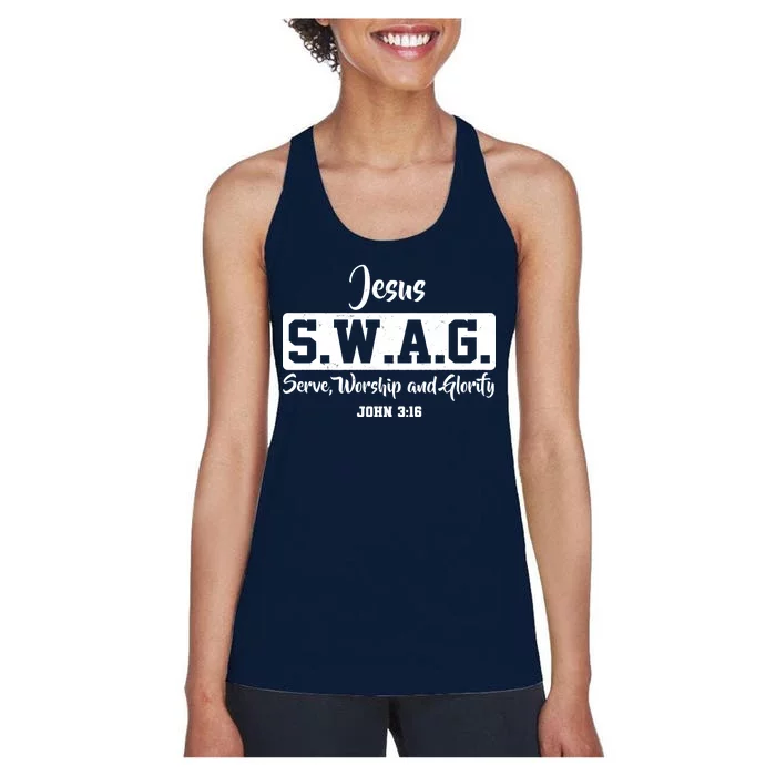 Jesus SWAG Serve Worship And Glorify John 3:16 Women's Racerback Tank