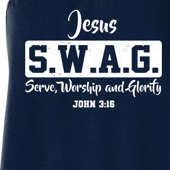 Jesus SWAG Serve Worship And Glorify John 3:16 Women's Racerback Tank