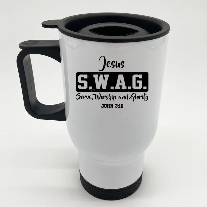 Jesus SWAG Serve Worship And Glorify John 3:16 Front & Back Stainless Steel Travel Mug