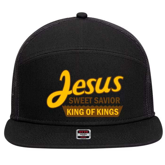 Jesus Sweet Savior King of Kings 7 Panel Mesh Trucker Snapback Hat