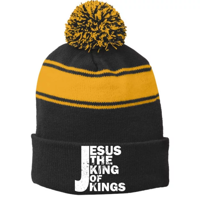 Jesus The Kings of Kings Stripe Pom Pom Beanie