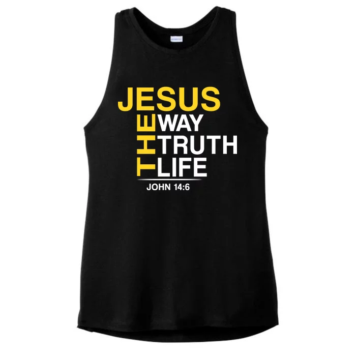 Jesus The Way Truth Life John 14:6 Ladies Tri-Blend Wicking Tank