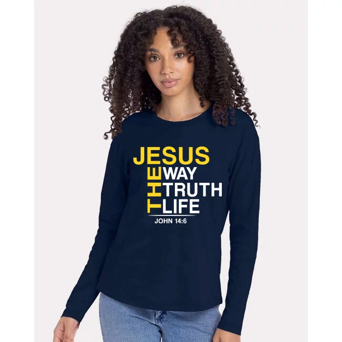 Jesus The Way Truth Life John 14:6 Womens Cotton Relaxed Long Sleeve T-Shirt