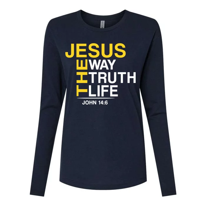 Jesus The Way Truth Life John 14:6 Womens Cotton Relaxed Long Sleeve T-Shirt