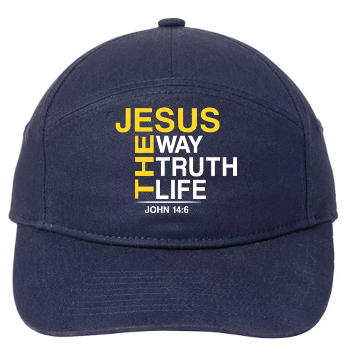 Jesus The Way Truth Life John 14:6 7-Panel Snapback Hat