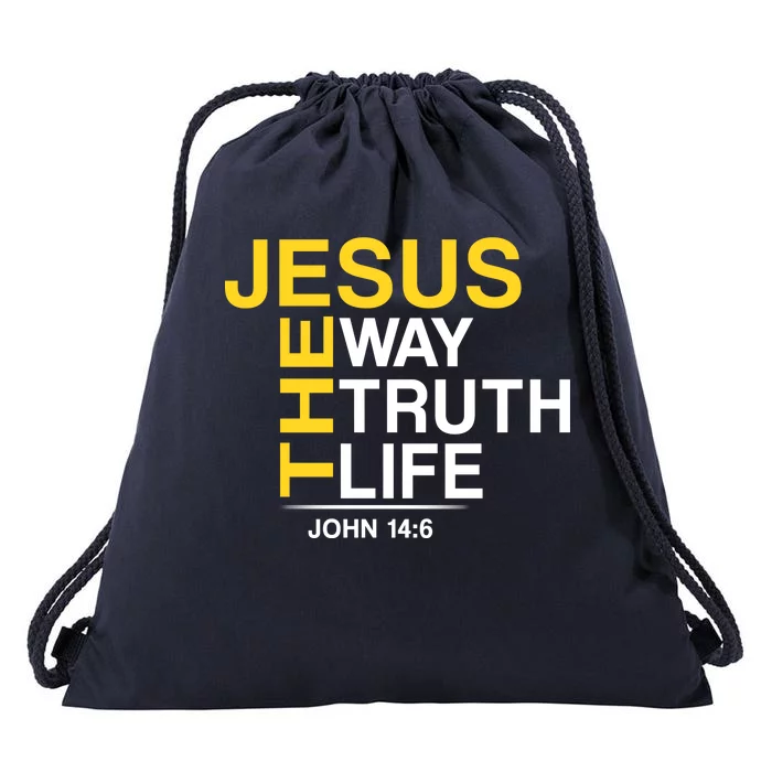 Jesus The Way Truth Life John 14:6 Drawstring Bag