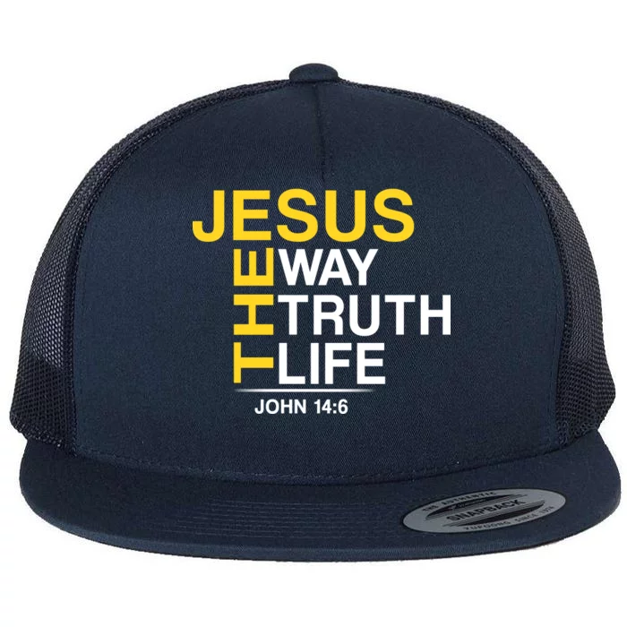 Jesus The Way Truth Life John 14:6 Flat Bill Trucker Hat