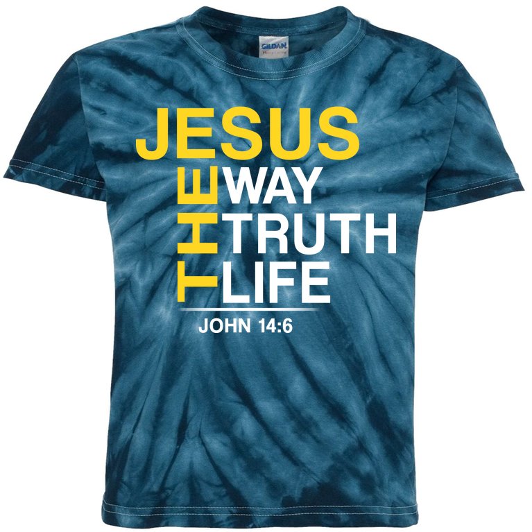 Jesus The Way Truth Life John 14:6 Kids Tie-Dye T-Shirt