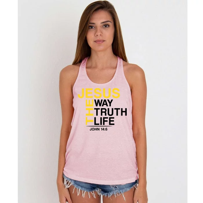 Jesus The Way Truth Life John 14:6 Women's Knotted Racerback Tank