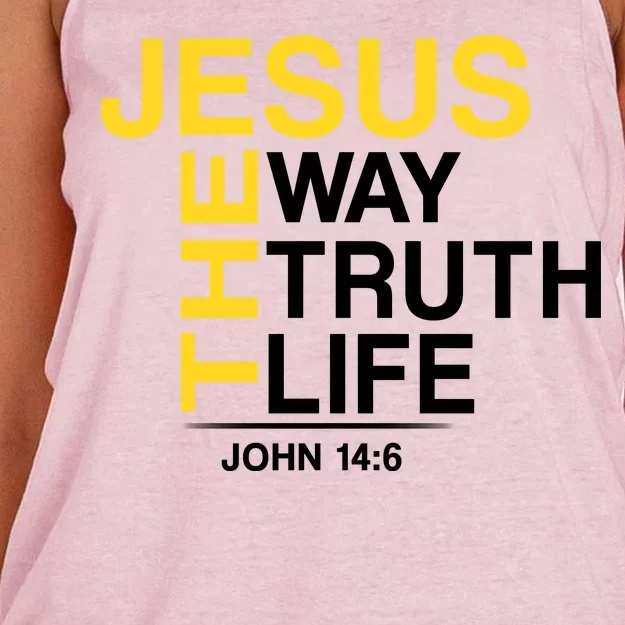 Jesus The Way Truth Life John 14:6 Women's Knotted Racerback Tank