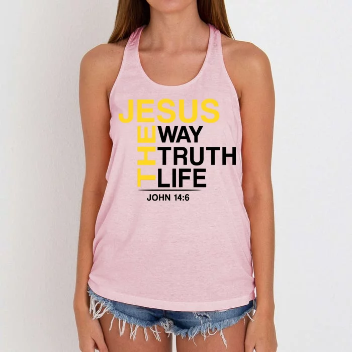 Jesus The Way Truth Life John 14:6 Women's Knotted Racerback Tank