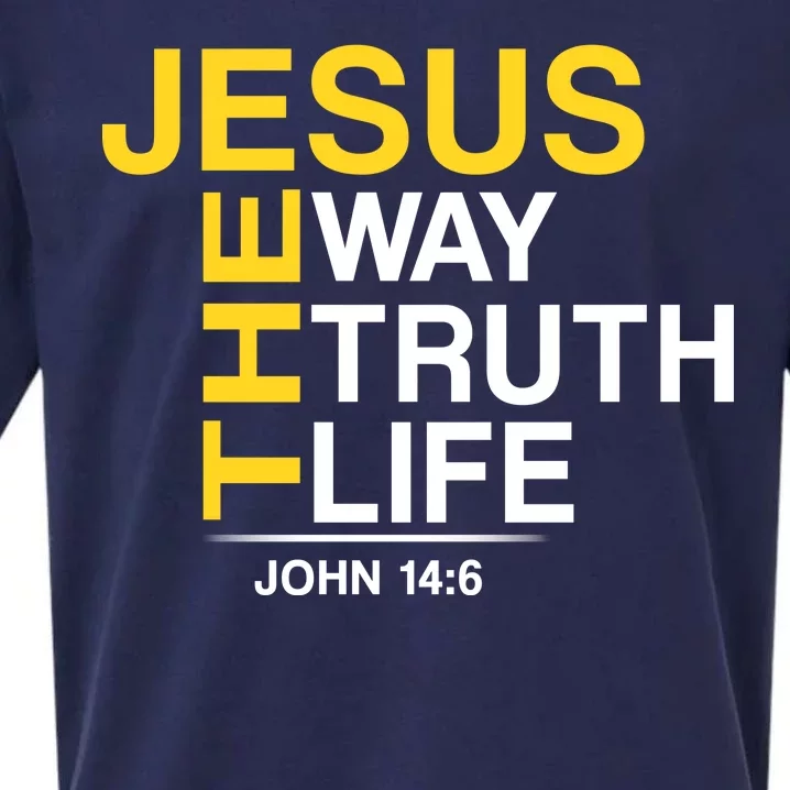 Jesus The Way Truth Life John 14:6 Sueded Cloud Jersey T-Shirt