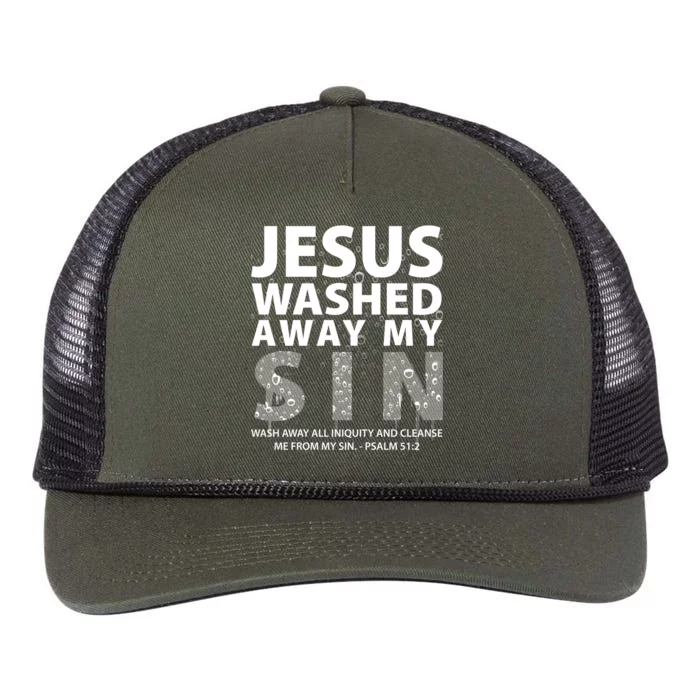 Jesus Washed Away My Sin Catholic Retro Rope Trucker Hat Cap