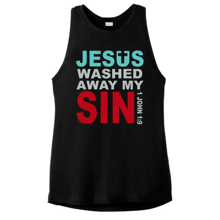 Jesus Washed Away My Sin John 1:9 Ladies Tri-Blend Wicking Tank