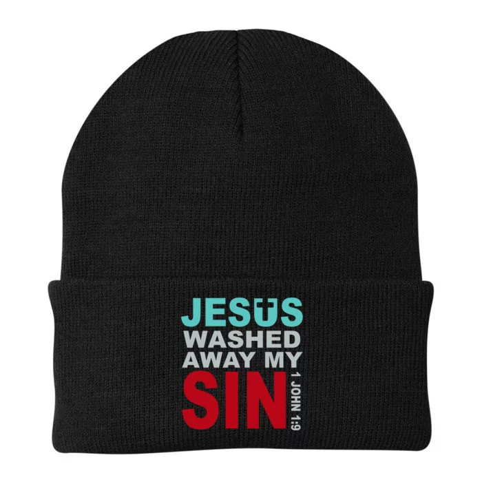 Jesus Washed Away My Sin John 1:9 Knit Cap Winter Beanie