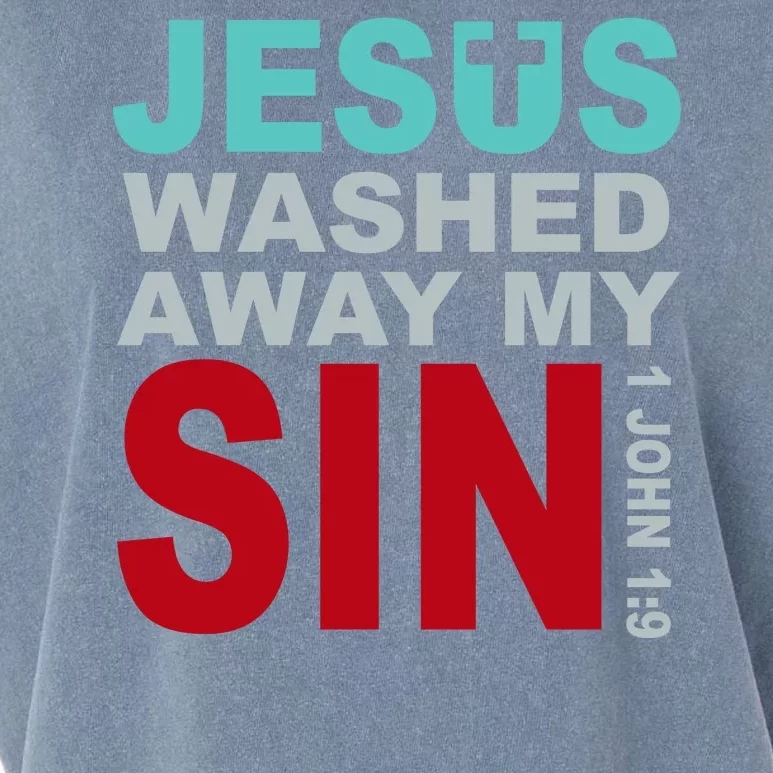 Jesus Washed Away My Sin John 1:9 Garment-Dyed Women's Muscle Tee