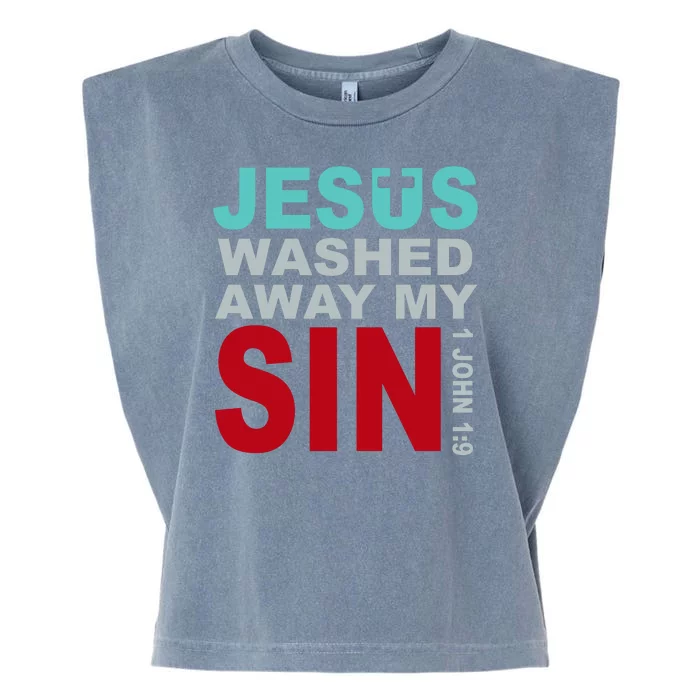 Jesus Washed Away My Sin John 1:9 Garment-Dyed Women's Muscle Tee