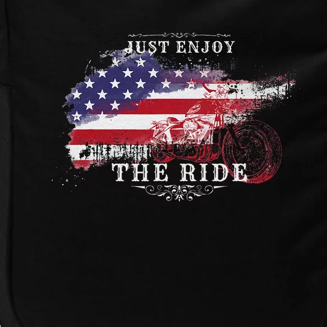 Just Enjoy The Ride Motorcycle Usa Flag Distressed Retro Impact Tech Backpack