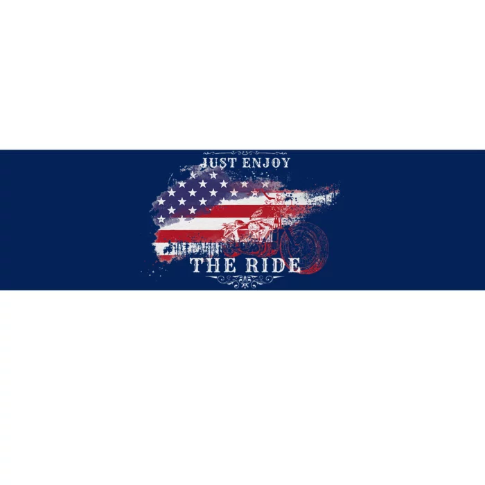 Just Enjoy The Ride Motorcycle Usa Flag Distressed Retro Bumper Sticker