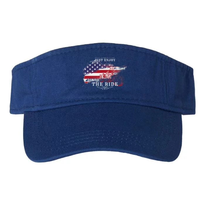 Just Enjoy The Ride Motorcycle Usa Flag Distressed Valucap Bio-Washed Visor