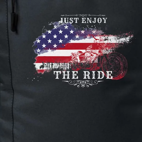 Just Enjoy The Ride Motorcycle Usa Flag Distressed Daily Commute Backpack