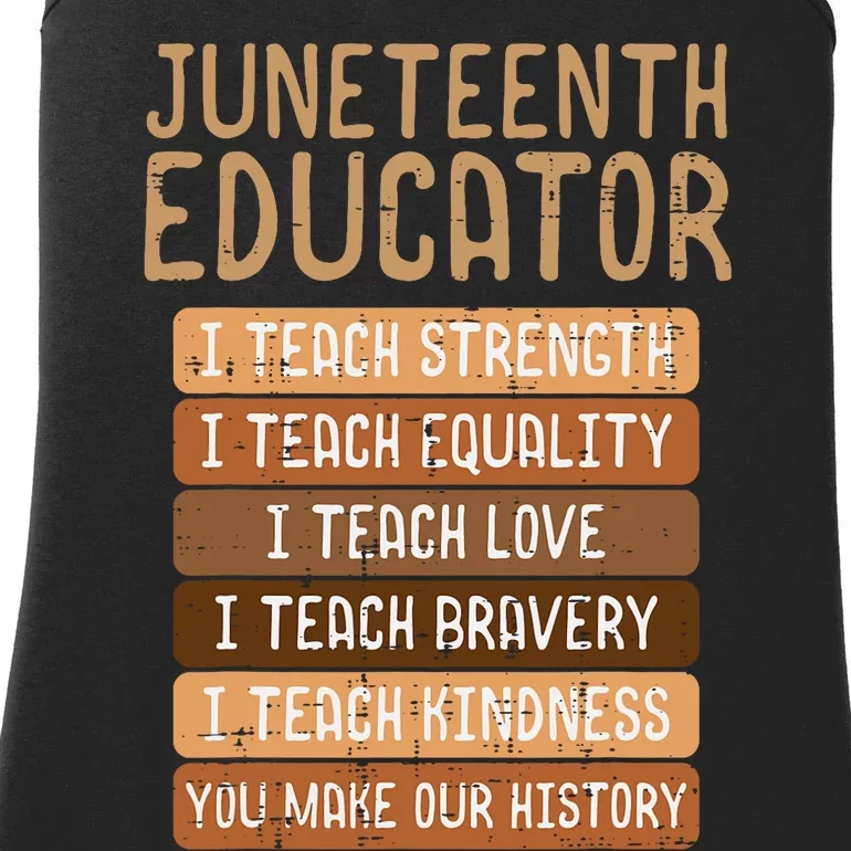 Juneteenth Educator Teach Strength Melanin Teacher Ladies Essential Tank