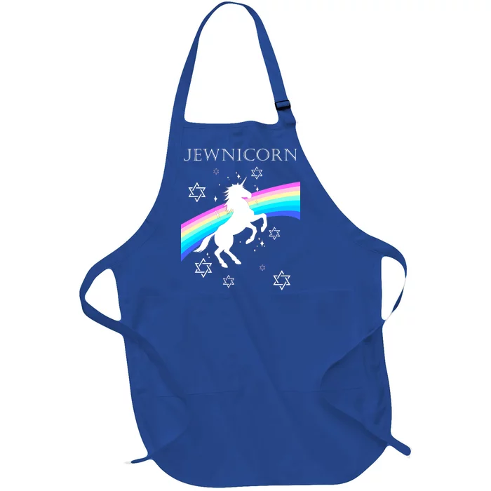 Jewnicorn Funny Hanukkah Unicorn Full-Length Apron With Pocket