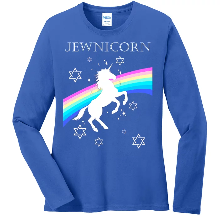 Jewnicorn Funny Hanukkah Unicorn Ladies Long Sleeve Shirt