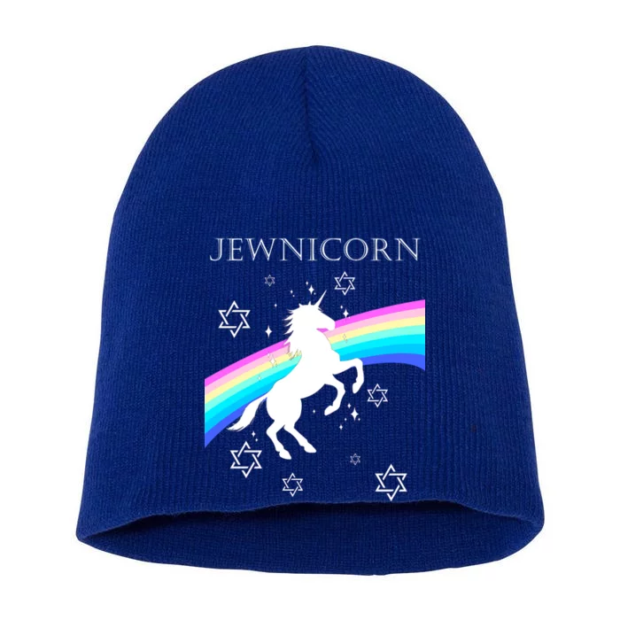 Jewnicorn Funny Hanukkah Unicorn Short Acrylic Beanie