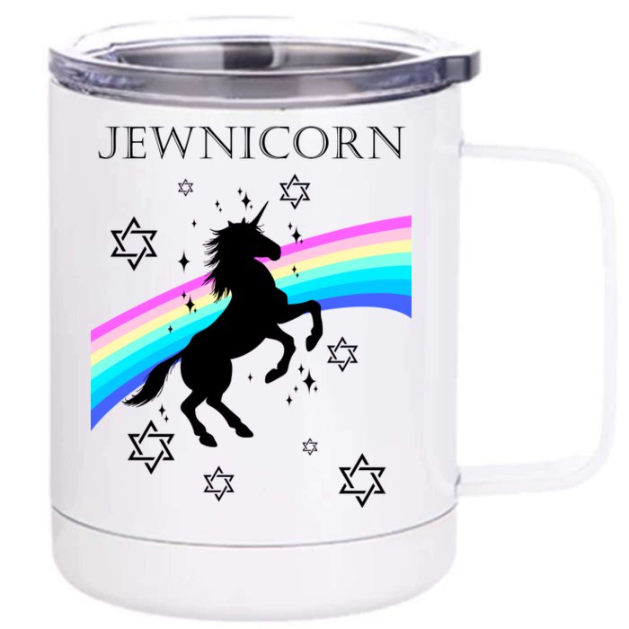 Jewnicorn Funny Hanukkah Unicorn Front & Back 12oz Stainless Steel Tumbler Cup