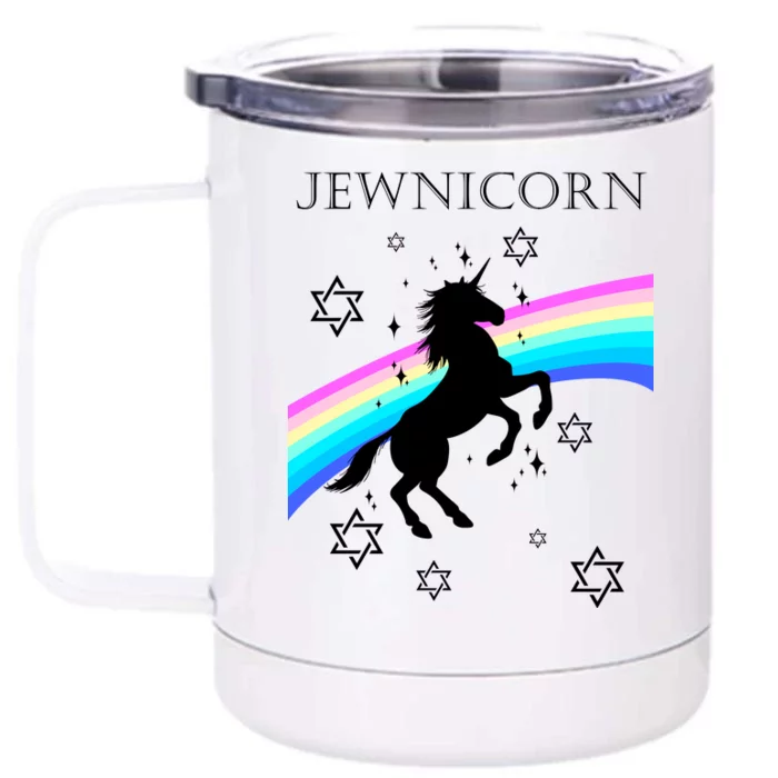 Jewnicorn Funny Hanukkah Unicorn Front & Back 12oz Stainless Steel Tumbler Cup