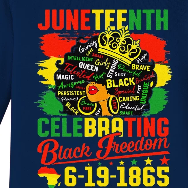 Juneteenth Freedom 1865 Celebrating Emancipation Black Women Baby Long Sleeve Bodysuit