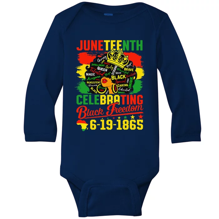 Juneteenth Freedom 1865 Celebrating Emancipation Black Women Baby Long Sleeve Bodysuit