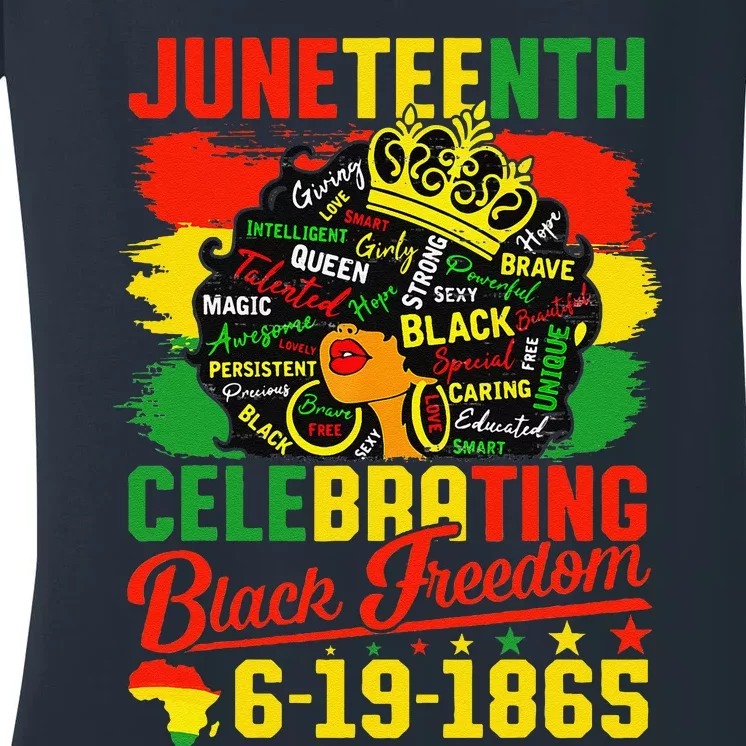 Juneteenth Freedom 1865 Celebrating Emancipation Black Women Women's V-Neck T-Shirt