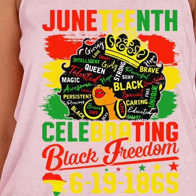 Juneteenth Freedom 1865 Celebrating Emancipation Black Women Women's Knotted Racerback Tank