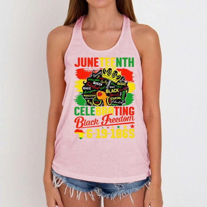 Juneteenth Freedom 1865 Celebrating Emancipation Black Women Women's Knotted Racerback Tank