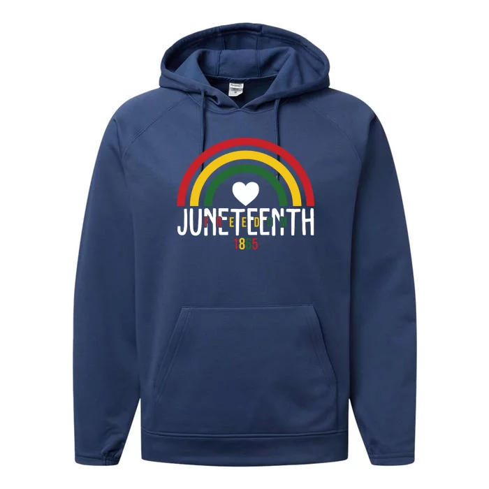 Juneteenth Freedom 1865 Rainbow Performance Fleece Hoodie