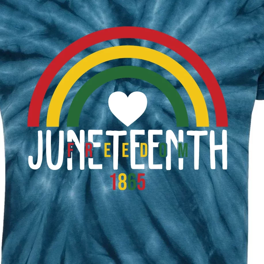 Juneteenth Freedom 1865 Rainbow Kids Tie-Dye T-Shirt