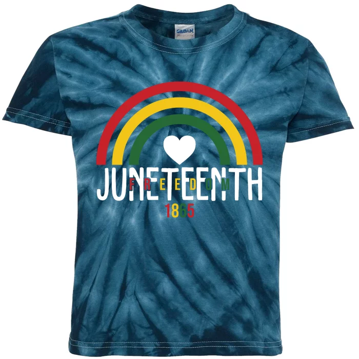 Juneteenth Freedom 1865 Rainbow Kids Tie-Dye T-Shirt