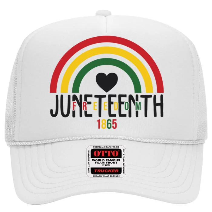 Juneteenth Freedom 1865 Rainbow High Crown Mesh Trucker Hat