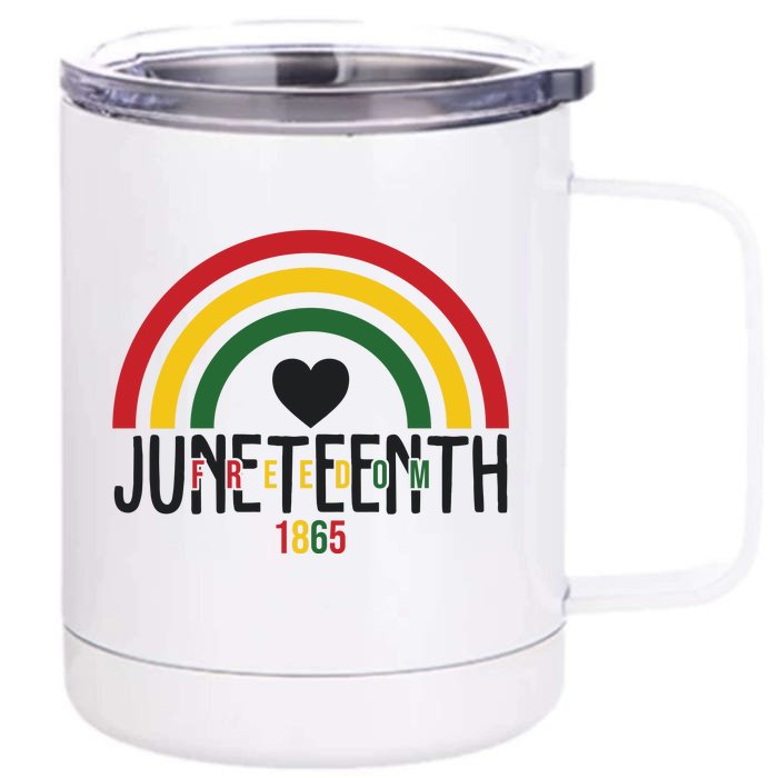 Juneteenth Freedom 1865 Rainbow Front & Back 12oz Stainless Steel Tumbler Cup