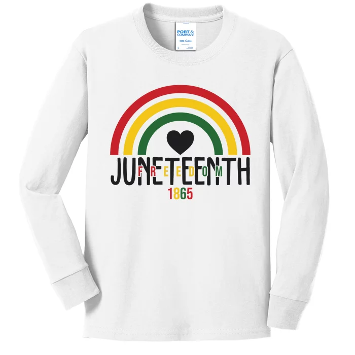 Juneteenth Freedom 1865 Rainbow Kids Long Sleeve Shirt