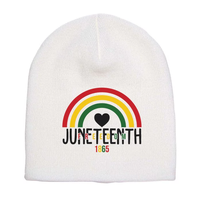 Juneteenth Freedom 1865 Rainbow Short Acrylic Beanie