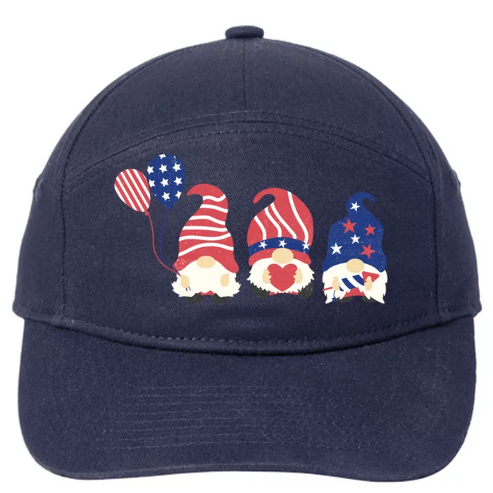 July Fourth 4th Of July Gnome Fireworks Funny Cool Gift 7-Panel Snapback Hat