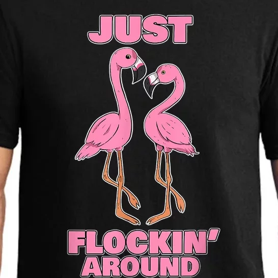 Just Flockin' Around! Funny Flamingo Dancing Joke Pajama Set