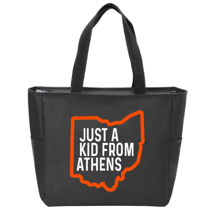 Just From Athens Ohio Cincinnati Burroh Orange Black Zip Tote Bag