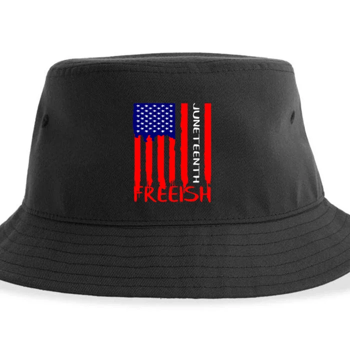 Juneteenth Freeish American Flag Sustainable Bucket Hat