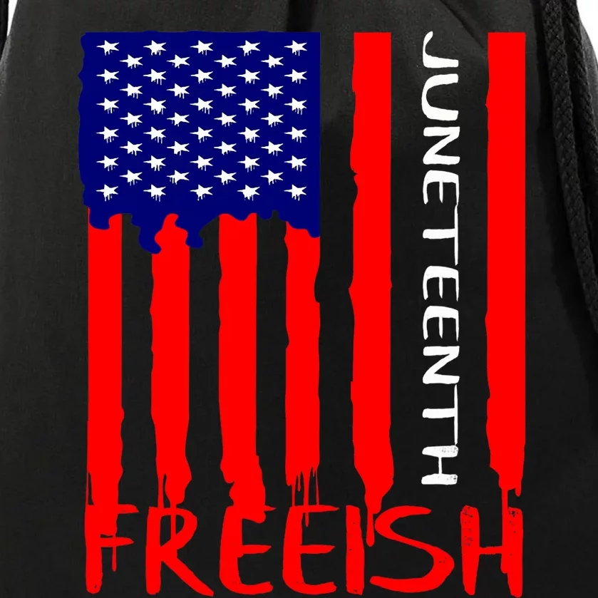 Juneteenth Freeish American Flag Drawstring Bag