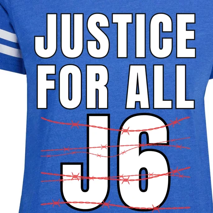 Justice For All J6, First Amendment, J6, Freedom Enza Ladies Jersey Football T-Shirt