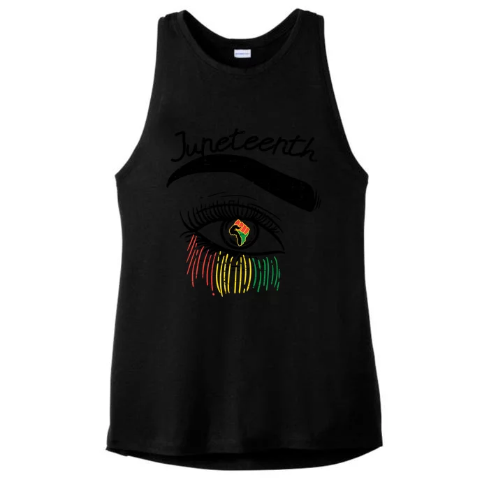 Juneteenth Flag African Eye June 19th Black Pride Women Gift Ladies Tri-Blend Wicking Tank